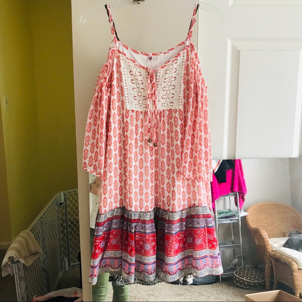 Boho Off-the-Shoulder Pattern Dress